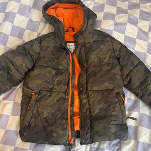 Camouflage Kids Jacket with Orange Lining